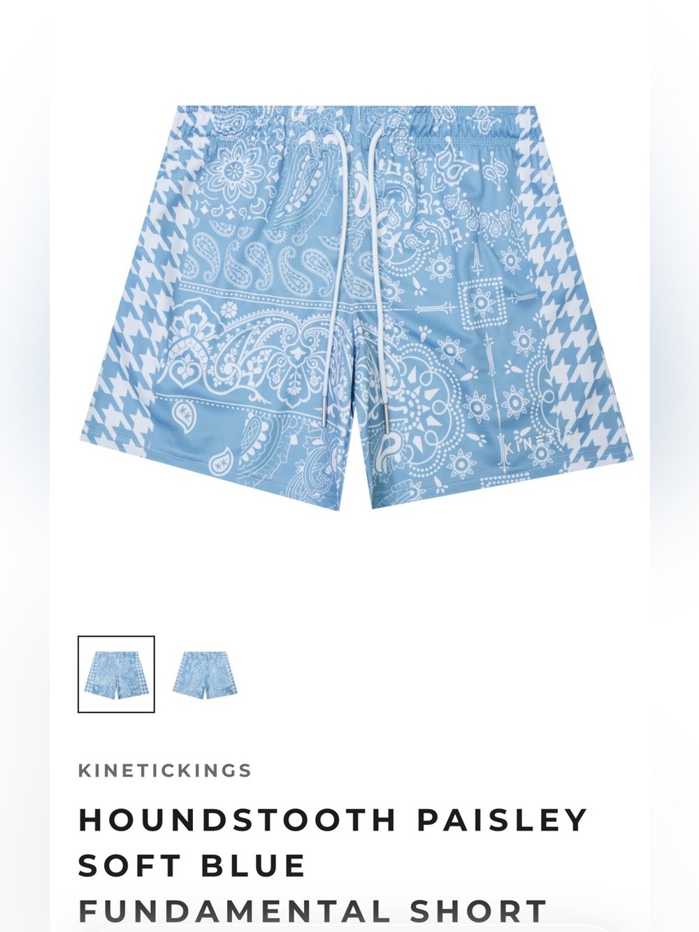 Kinetic Kings Houndstooth Paisley Soft Blue Shorts